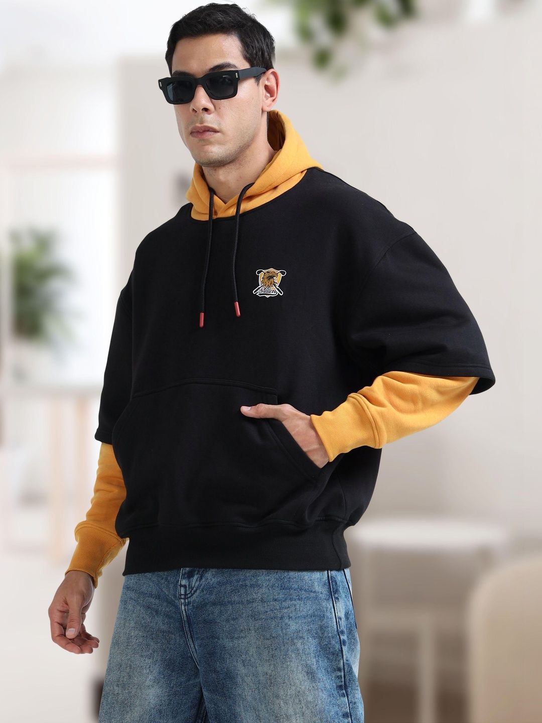 STELLERS Men Colourblocked Hooded Sweatshirt-picture-22