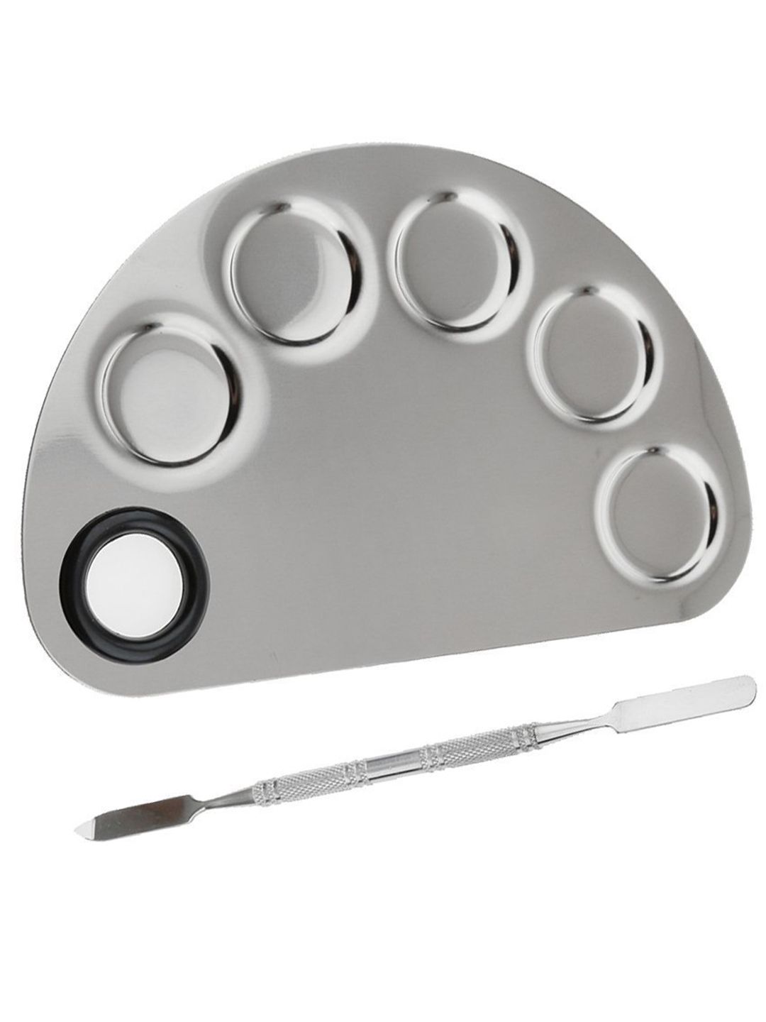 Bronson Professional Stainless Steel Makeup Mixing Blending Palette with Spatula - Steel-picture-22