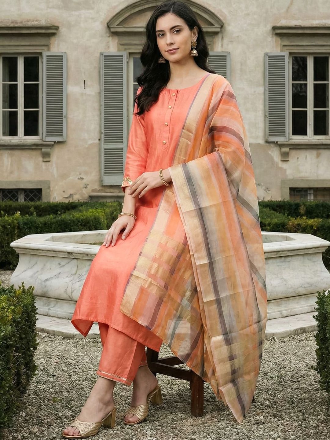 Indo Era Woven Design Organza Dupatta with Zari-picture-25