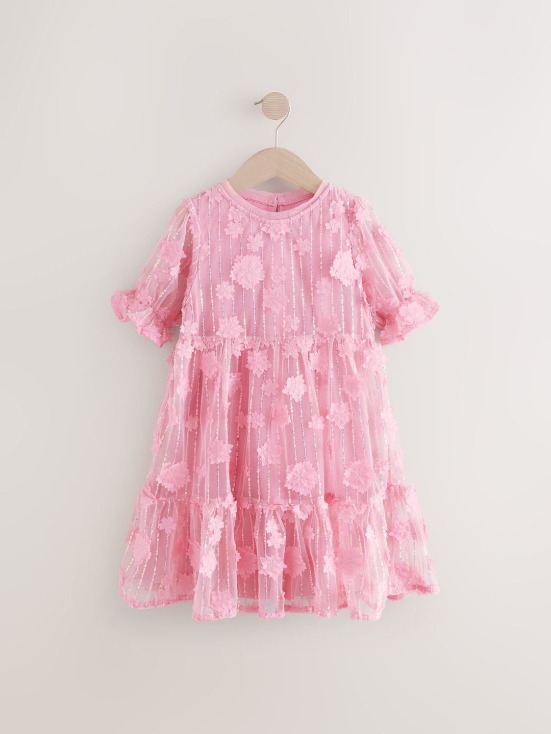 NEXT Girls Sequin & Floral Embellished Layered Dress