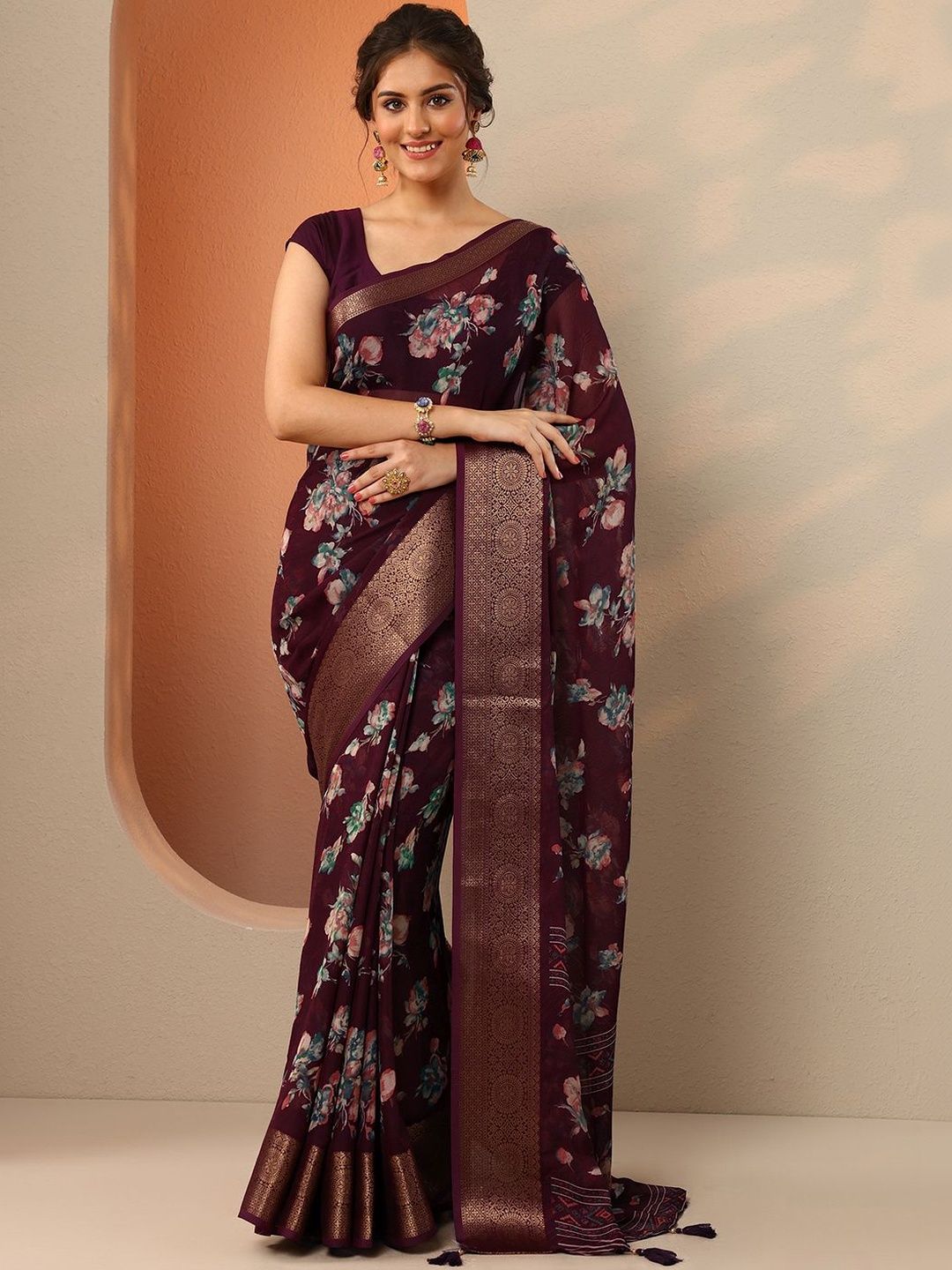 Libas Floral Pure Georgette Saree
