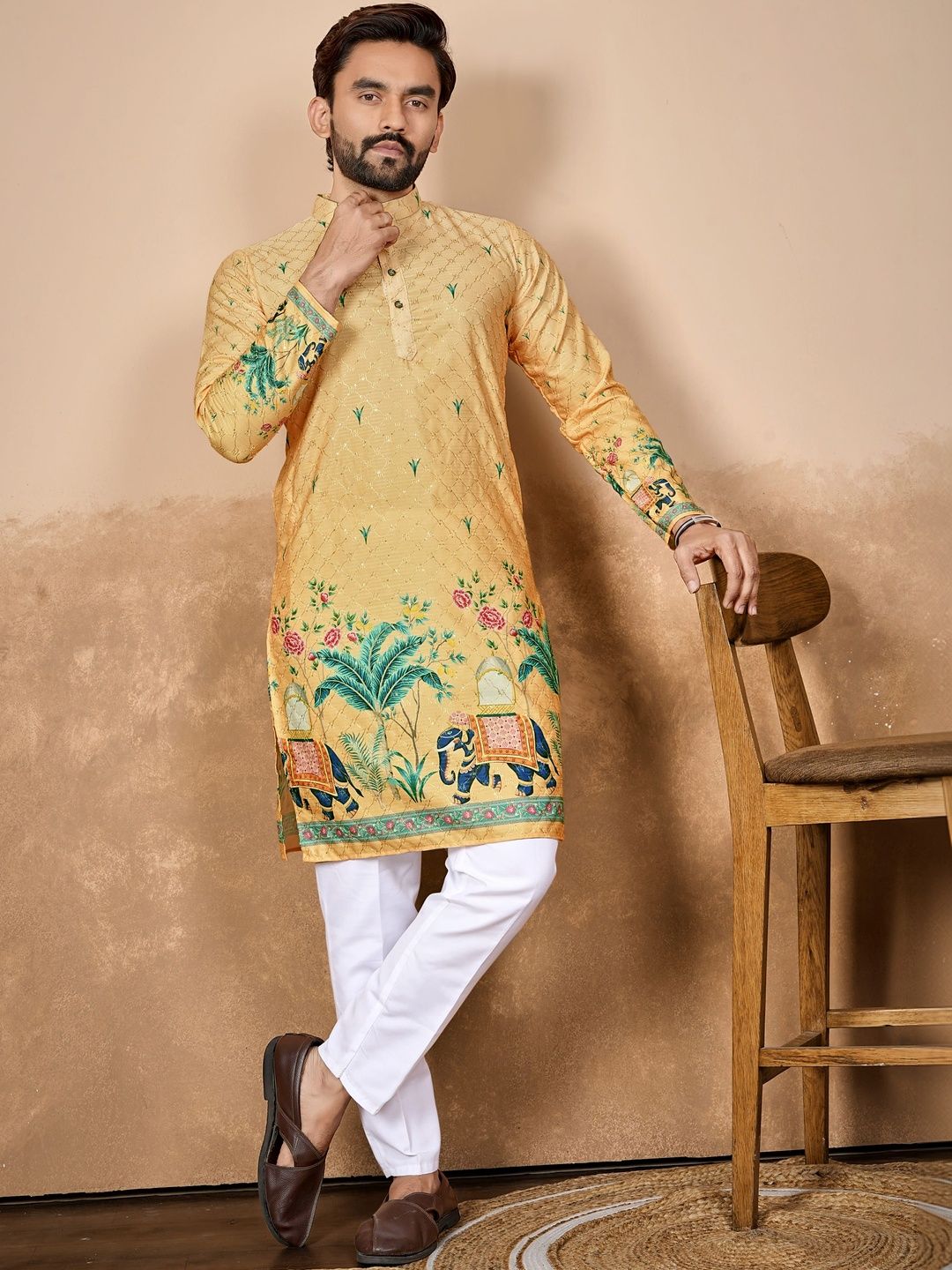 CHARLOTTE GRACIOUS Men Printed Sequinned Shadow Work Kurta-picture-21