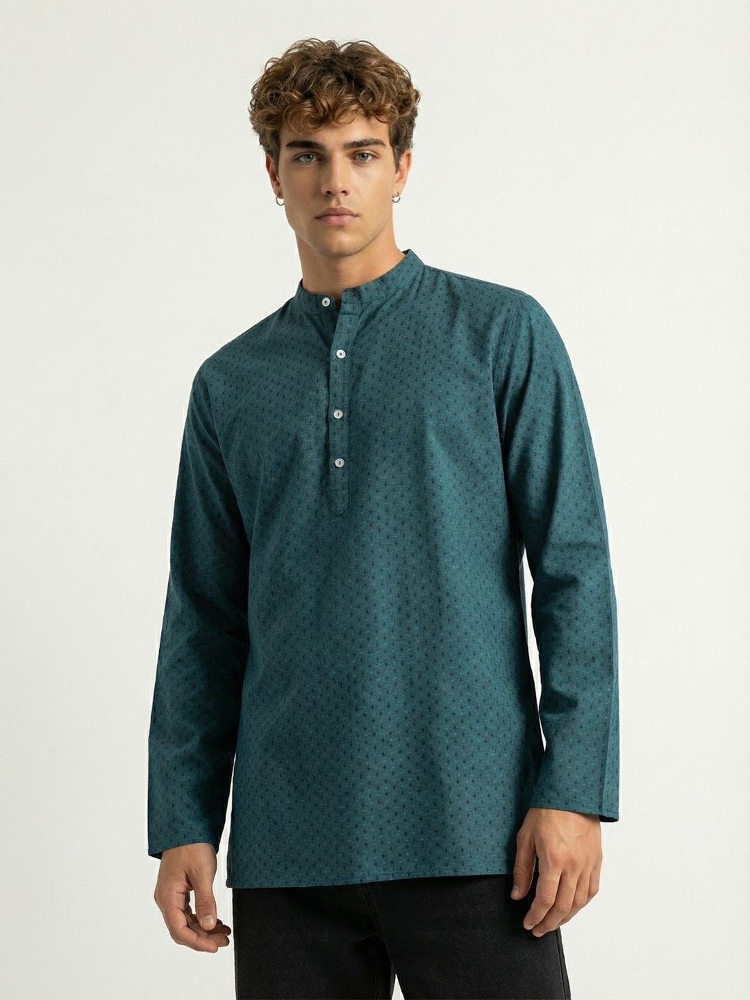 Anouk Rustic Woven Design Band Collar Straight Kurta-picture-39