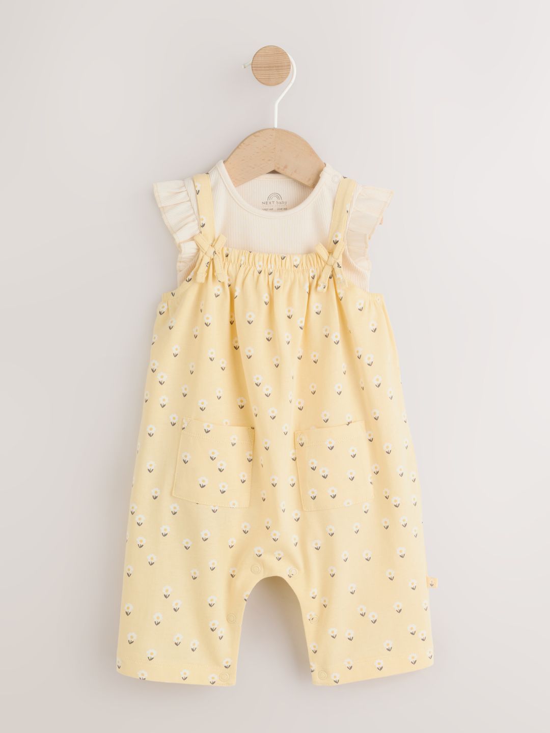 NEXT Infants Pure Cotton Floral Print Dungarees with Bodysuit-picture-55
