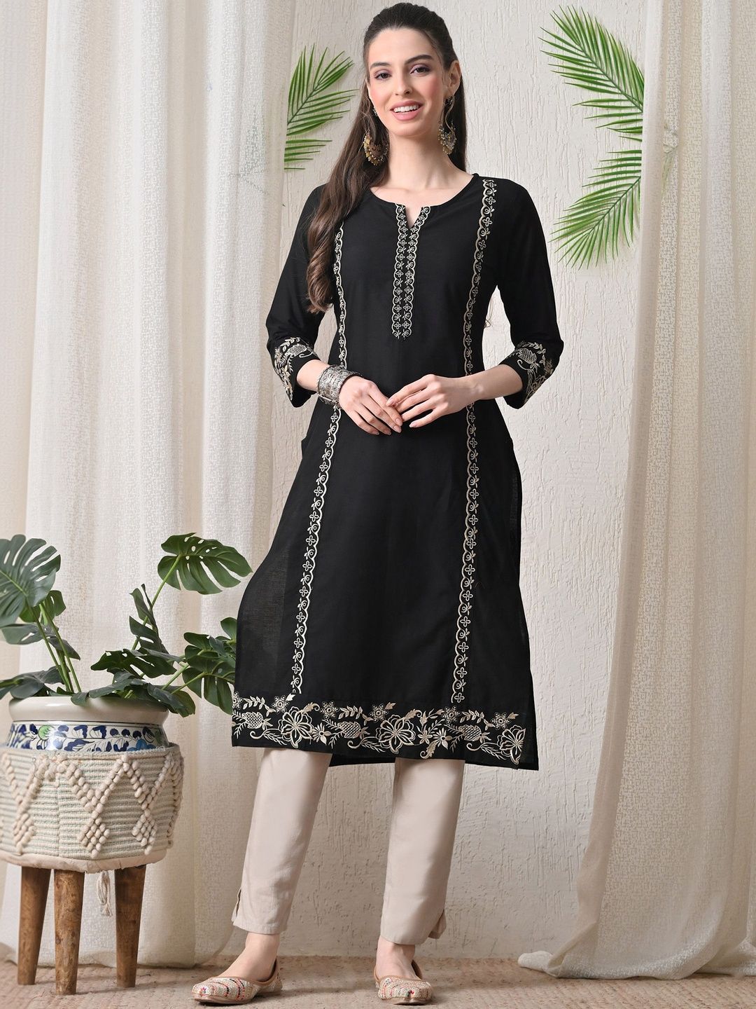 BKApparels Women Embroidered Thread Work Floral Kurta-picture-21