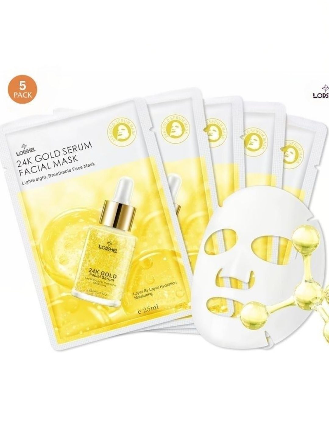 lorshel Set Of 5 24K Gold Serum Facial Mask - 25 ml Each-picture-49