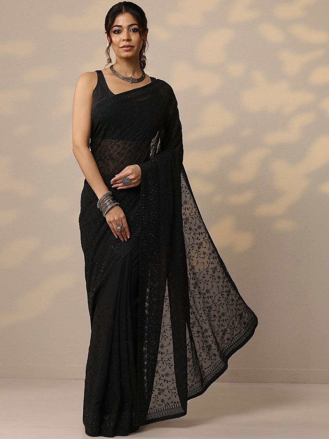 Libas Embellished Embroidered Pure Georgette Saree-picture-11