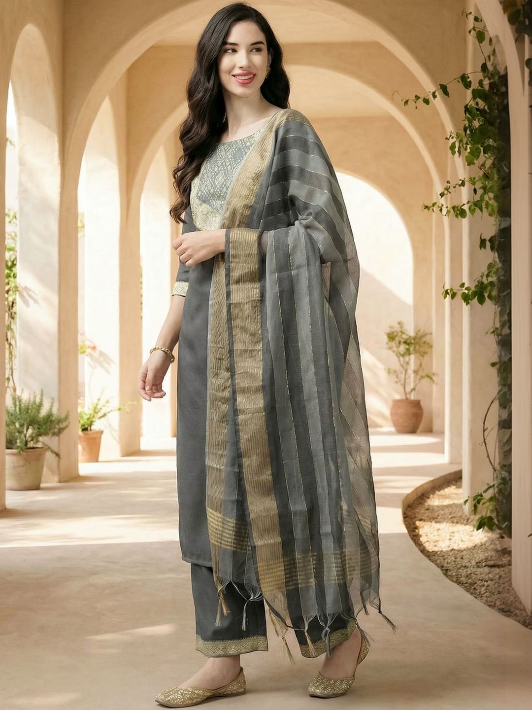 Indo Era Woven Design Dupatta with Zari-image-36