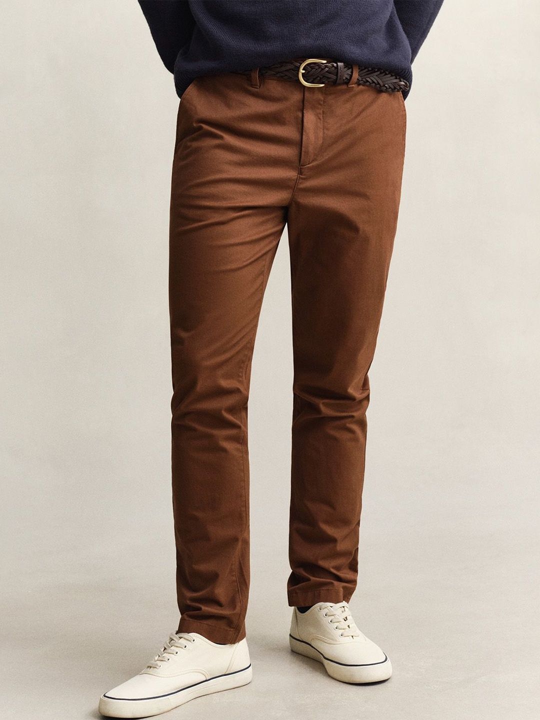 GANT Men Brown Slim Fit Classic Chinos Trouser-image-3
