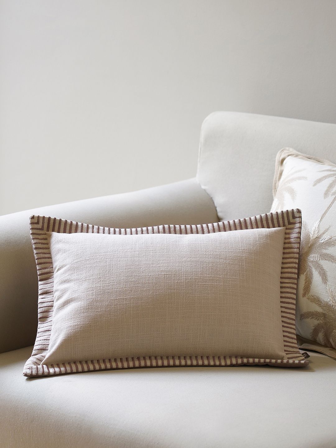 Pure Home and Living Brown & Beige Embroidered Rectangle Cushion Covers-image-10