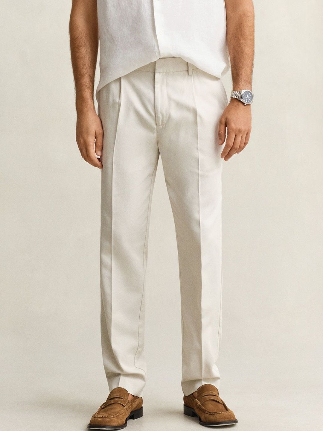 GANT Men Off White Slim Fit Lyocell Pant-picture-43