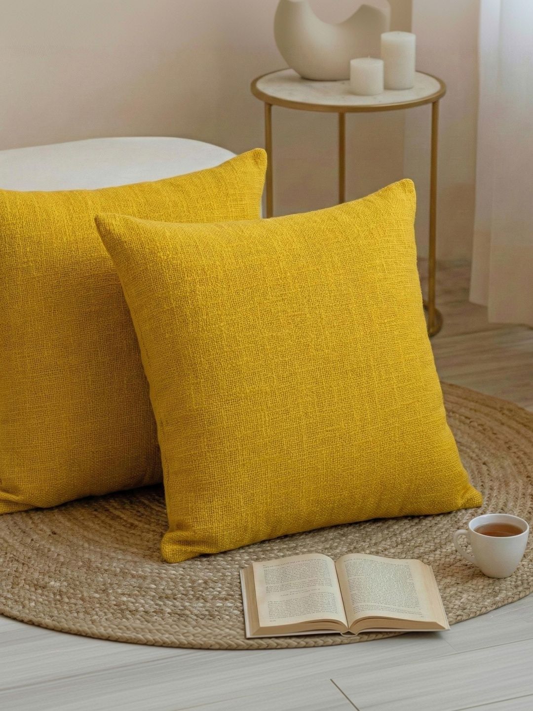 DMAASA Yellow Set of 2 Square Cushion Covers-picture-53