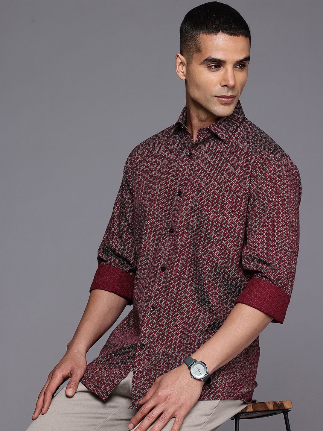 Allen Solly Sport Fit Micro Ditsy Printed Pure Cotton Casual Shirt-picture-13