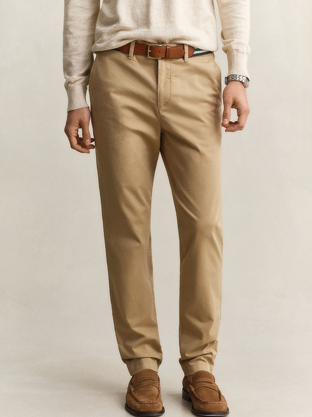 GANT Men Khaki Slim Fit Classic Chinos Trouser-picture-20
