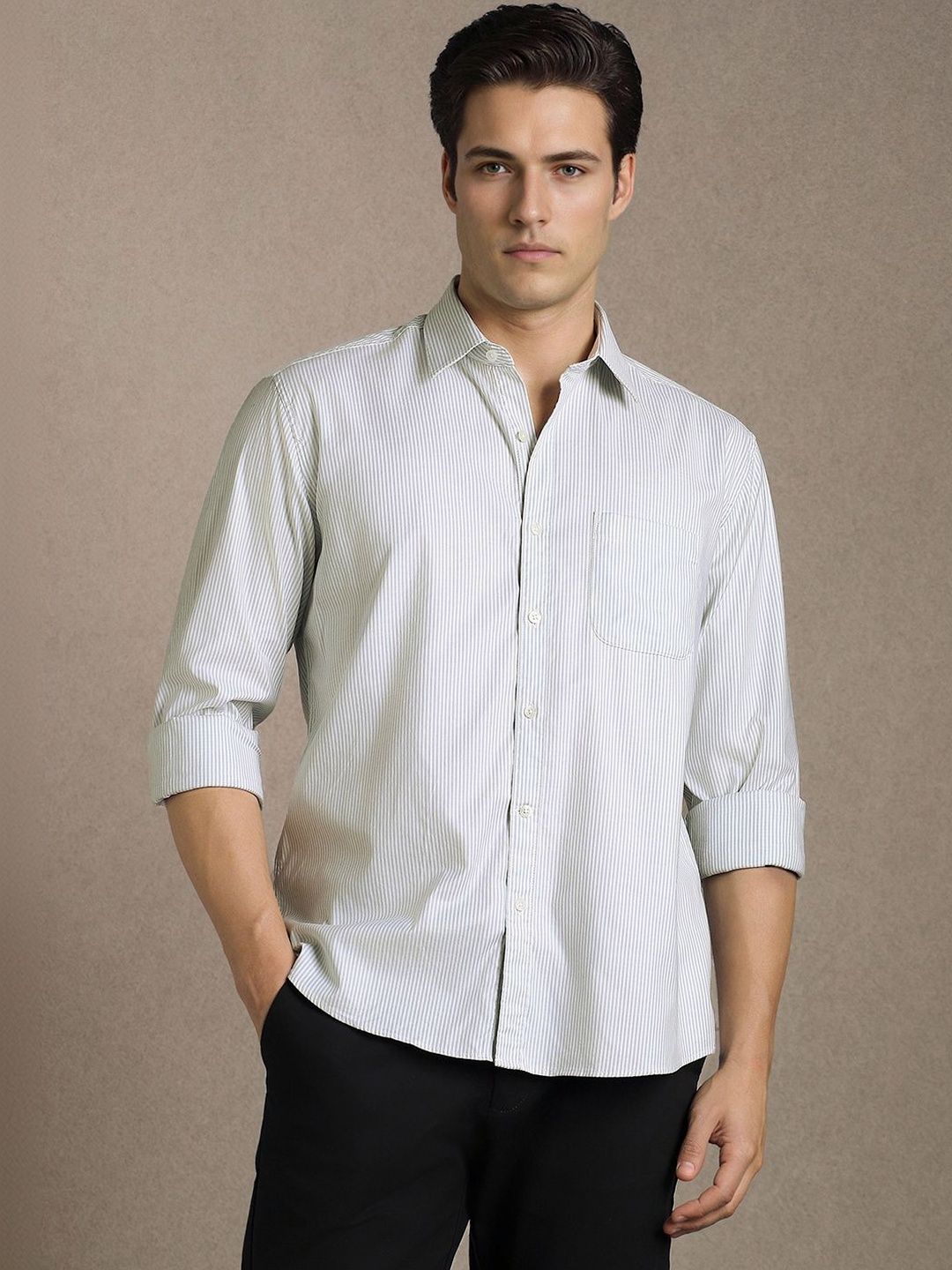 Luxure by Louis Philippe Men Pinstripes Striped Formal Shirt-picture-41