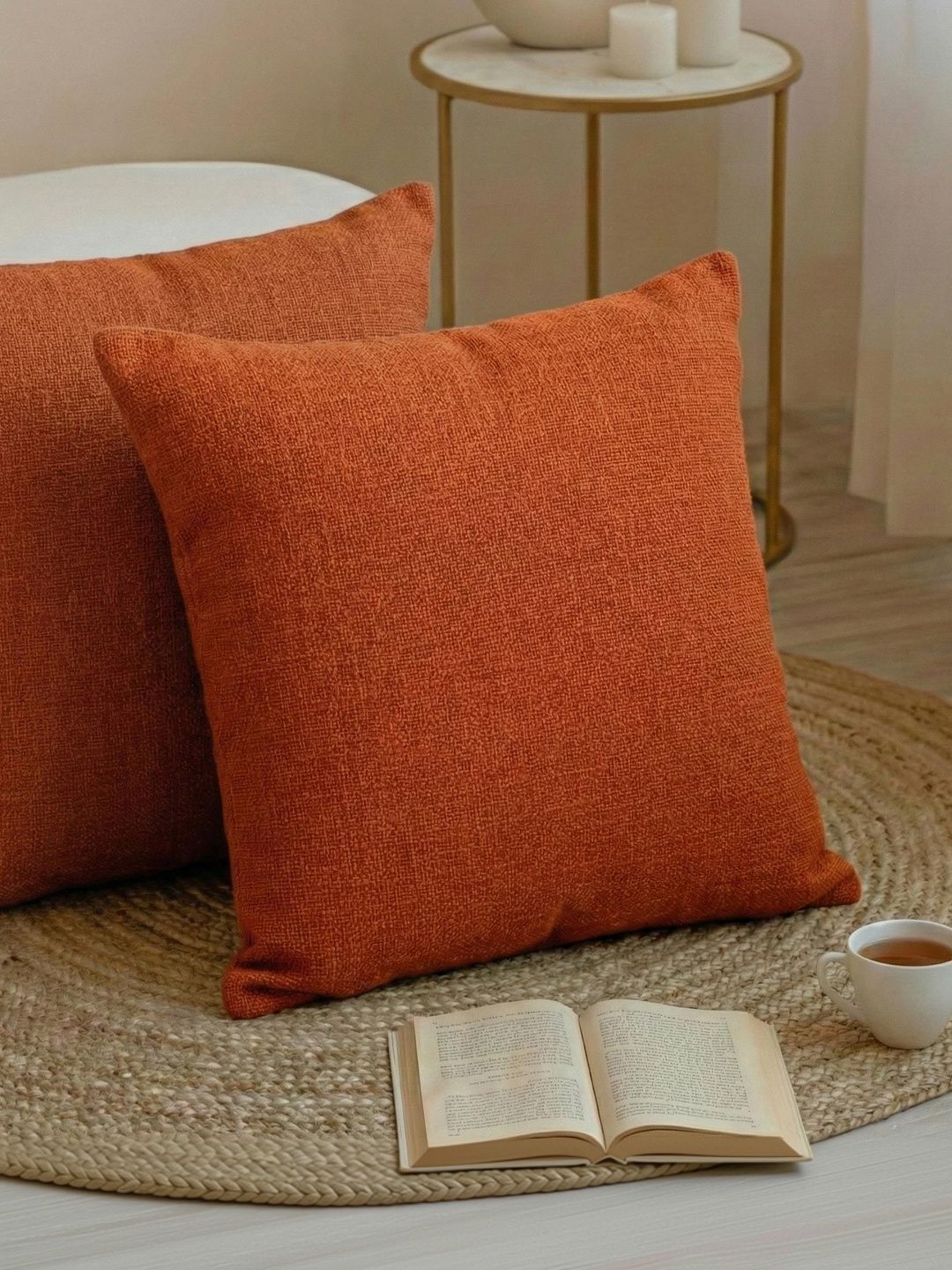 DMAASA Orange Set of 2 Square Cushion Covers