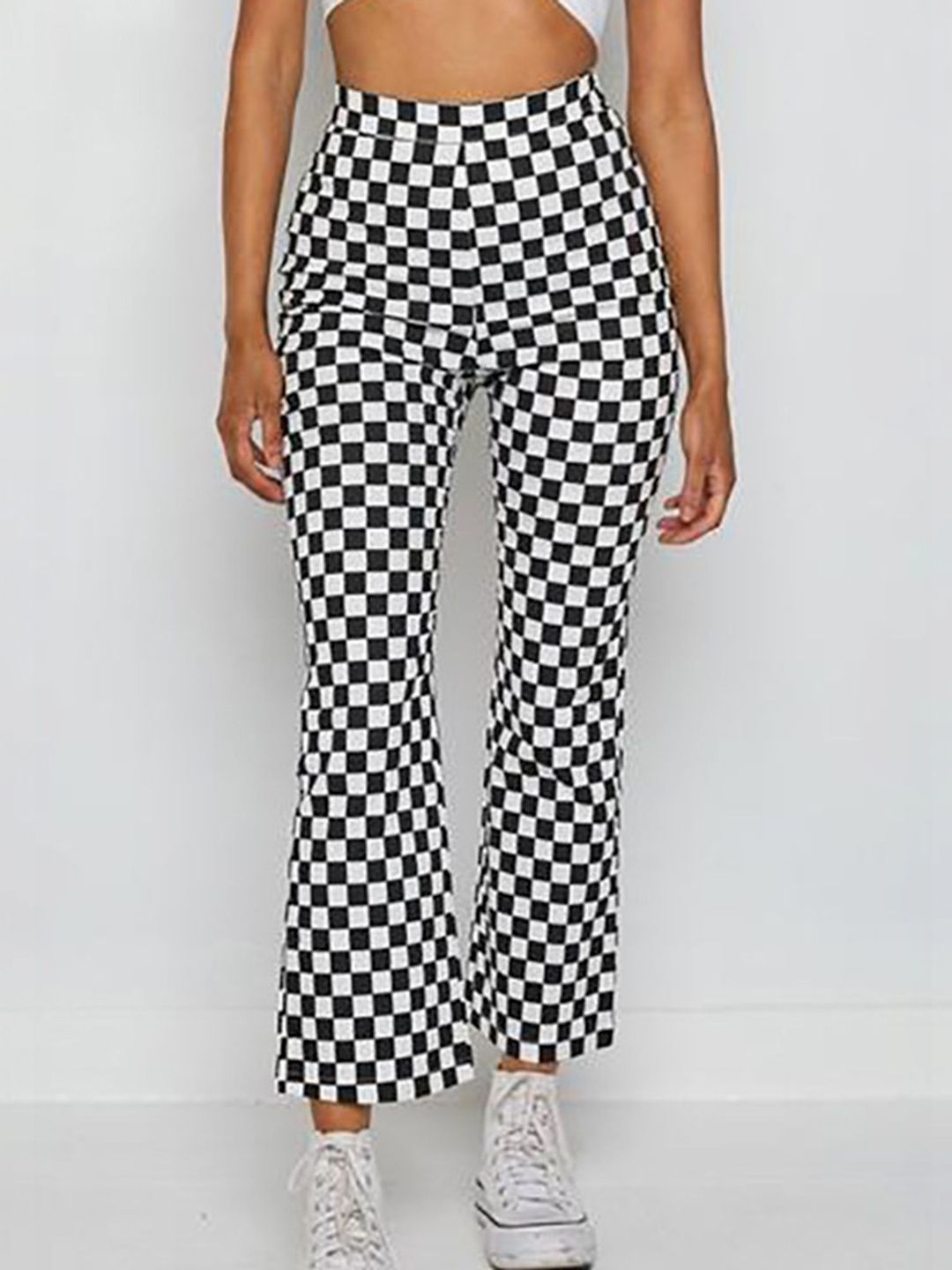 LULU & SKY Women Checked Flared Trousers-picture-20