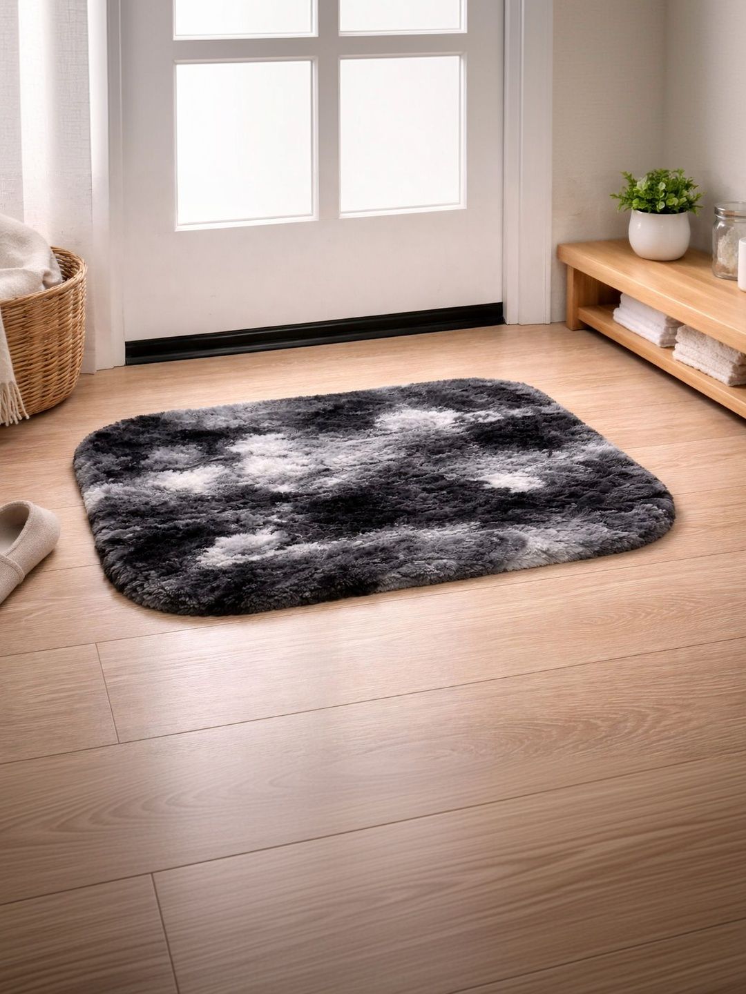 GEET CREATIONS Grey & White Printed Anti-Skid Doormats-image-8