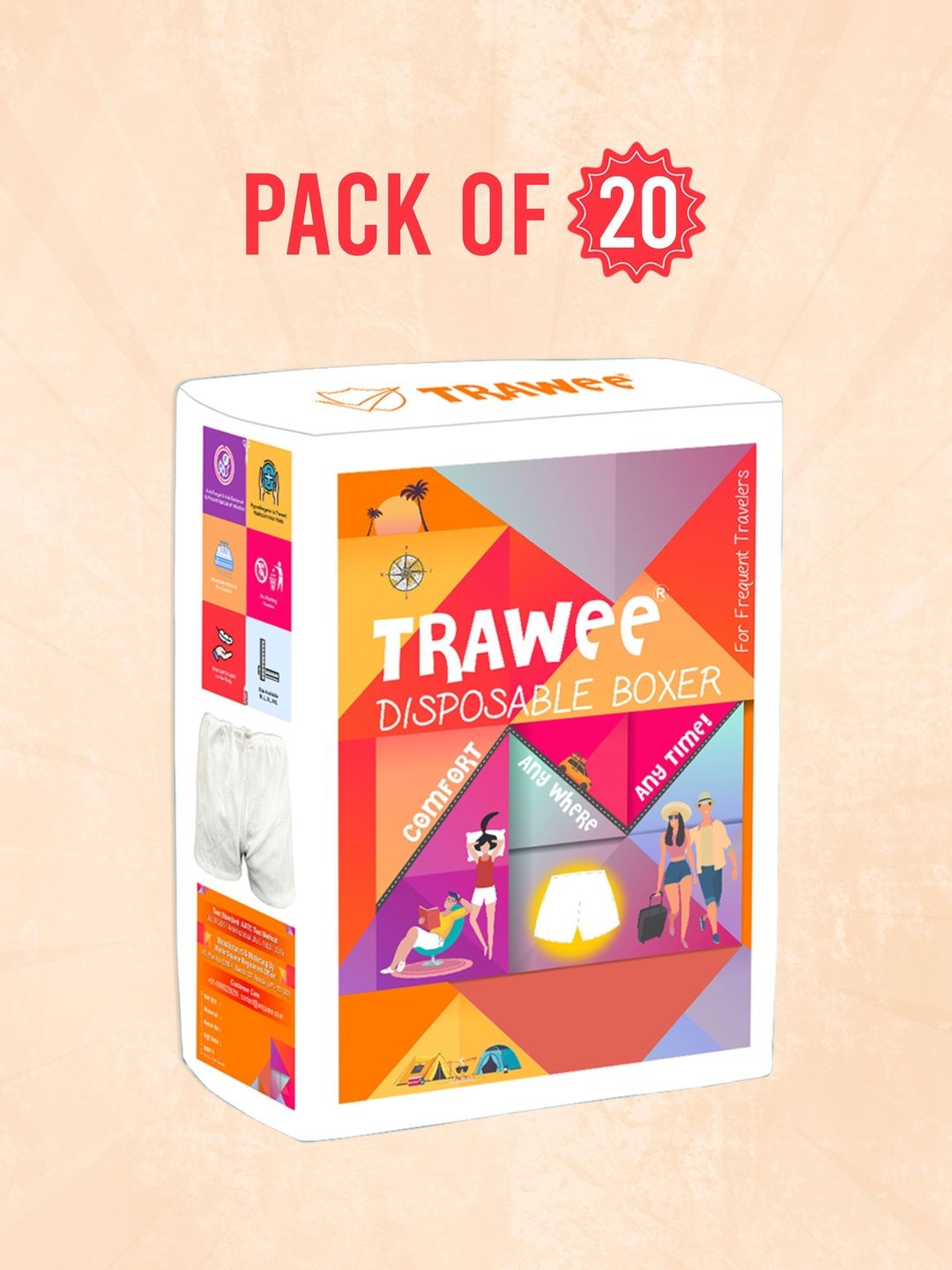 Trawee Men Pack of 20 Disposable Antifungal Antibacterial Rash Free Boxers-picture-13