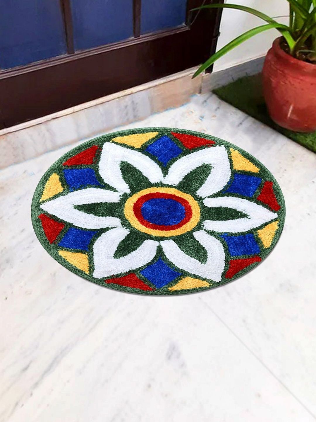 LADLI JEE Green & White Floral No Shredding Doormats-picture-11