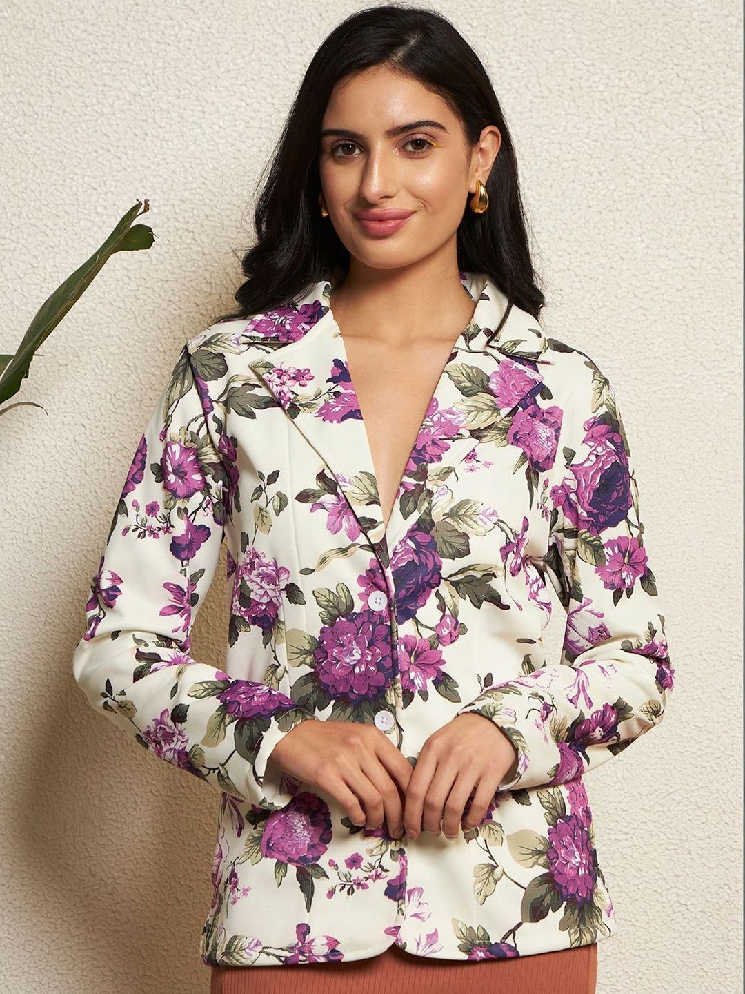 TANDUL Printed Notched Lapel Single-Breasted Blazer-picture-45