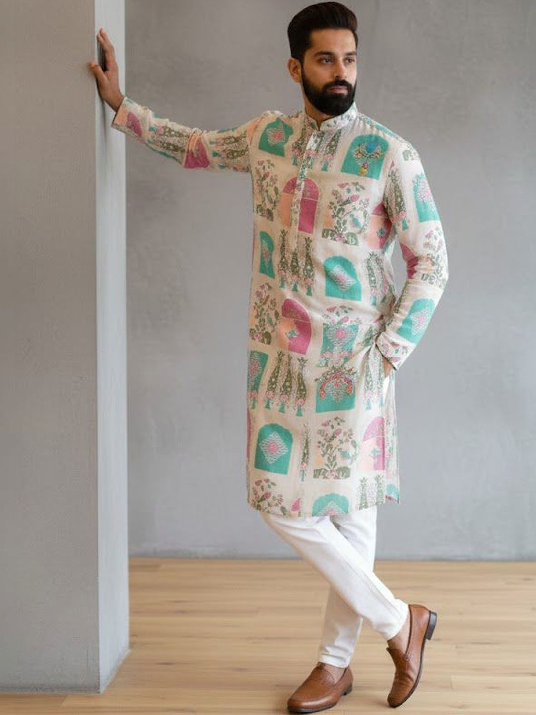 HERE&NOW Men Floral Printed Floral Kurta-picture-20
