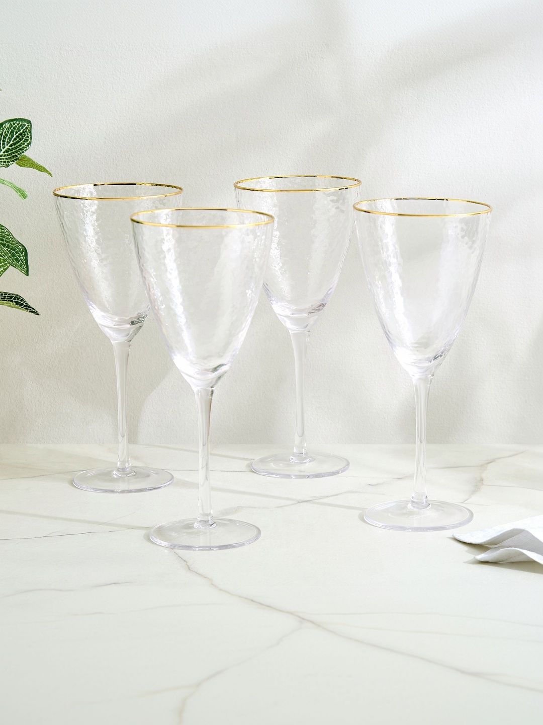 Home Centre Transparent Textured Glass Transparent Core Set of Cups and Mugs-image-24