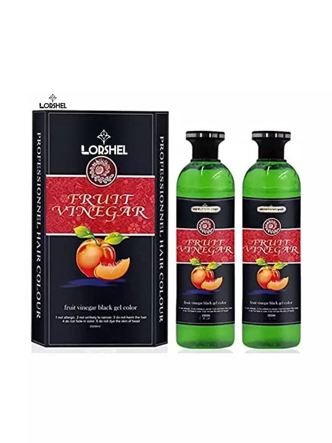 Set Of 2 Fruit Vinegar Gel Hair Colour - 250 ml Each - Black-image-7