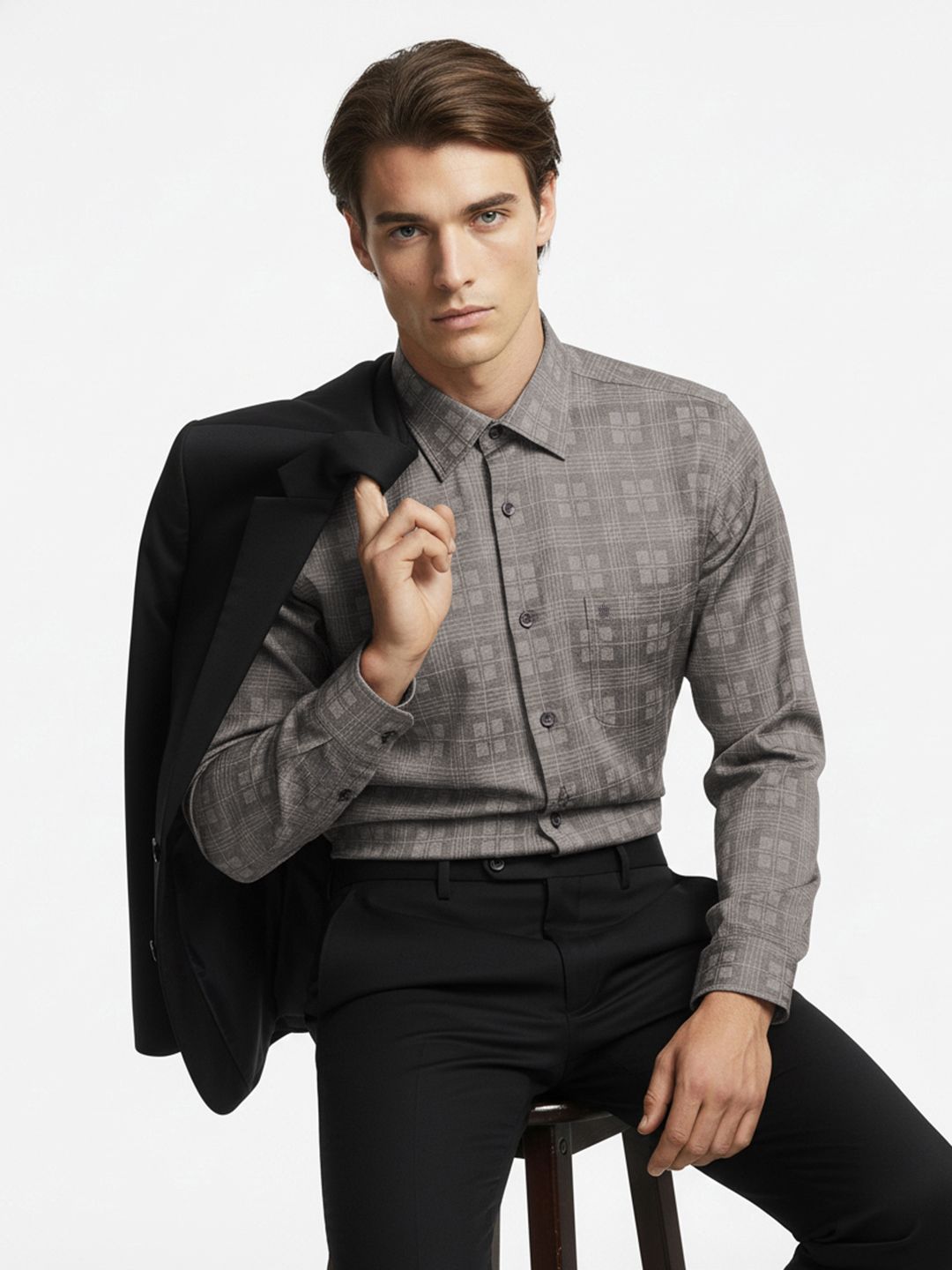French Connection Pure Cotton Self-Design Slim Fit Formal Shirt-image-18