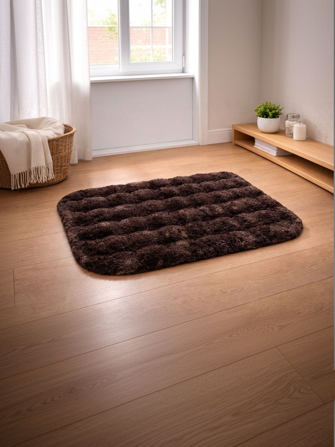 GEET CREATIONS Coffee Brown Self-Design Anti-Skid Doormats-image-9