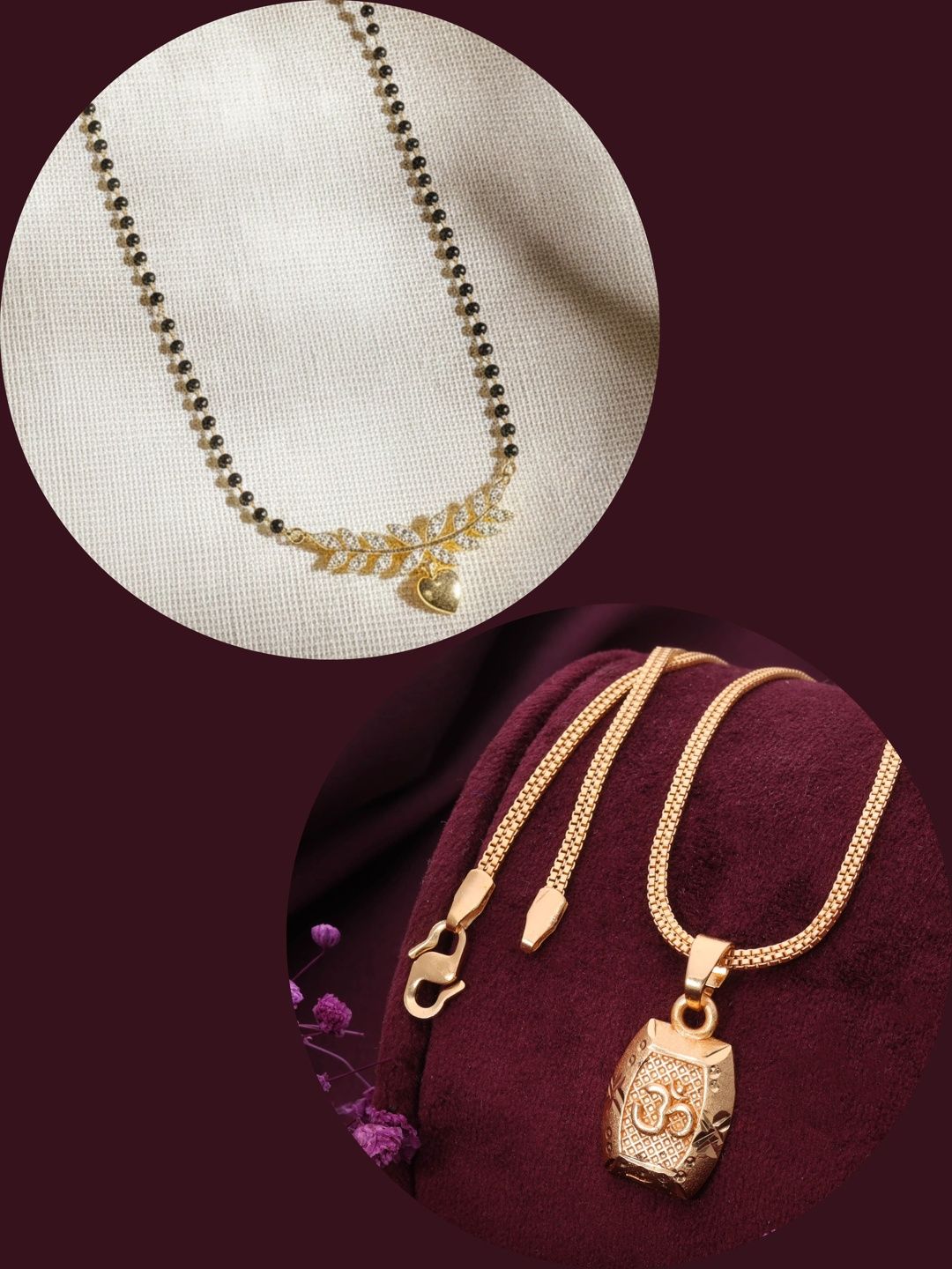 Anouk Set Of 2 Stones-Studded & Beaded Mangalsutra With Pendant-picture-27