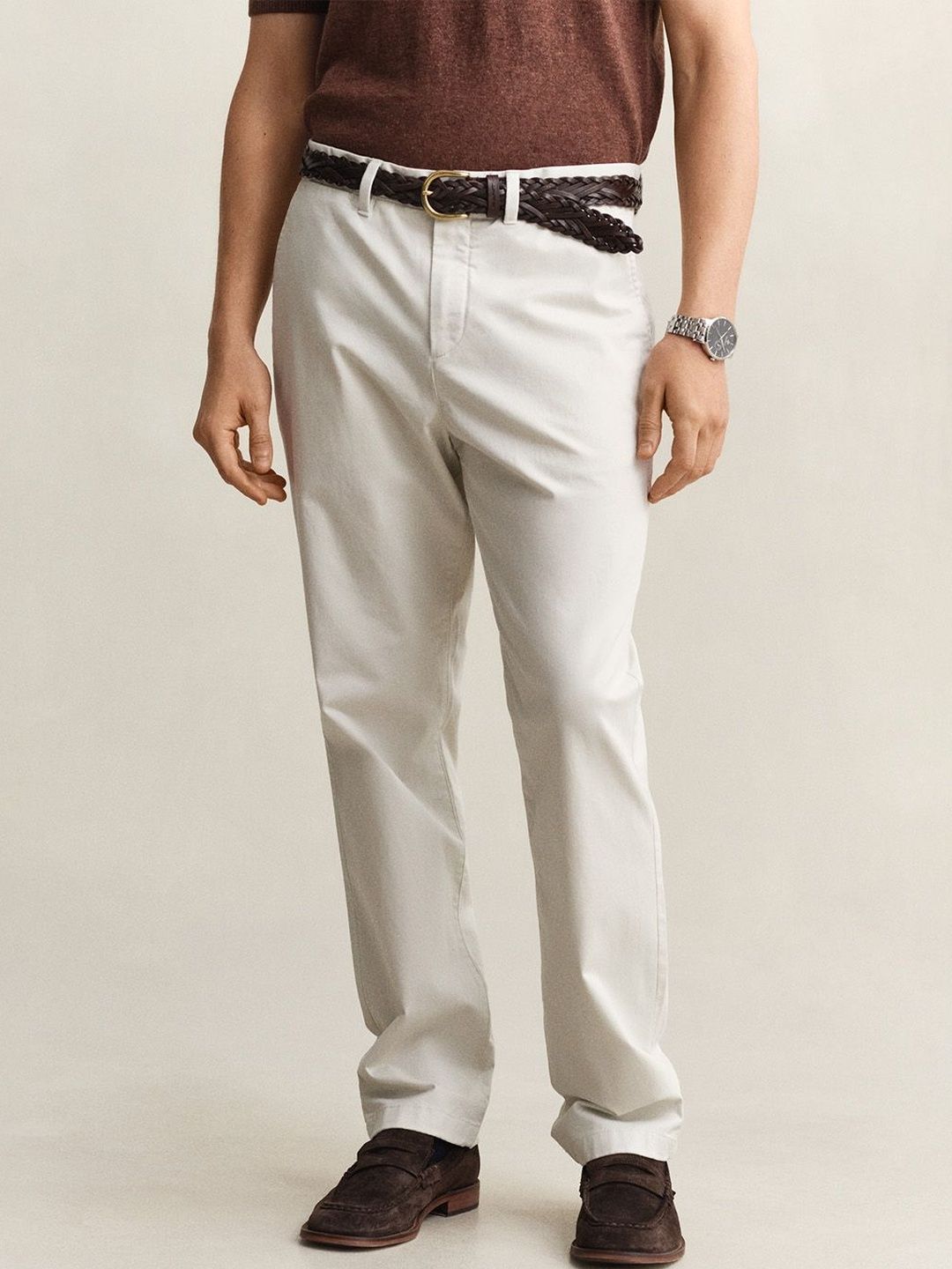 GANT Men Off White Regular Fit Classic Chinos Trouser-image-3