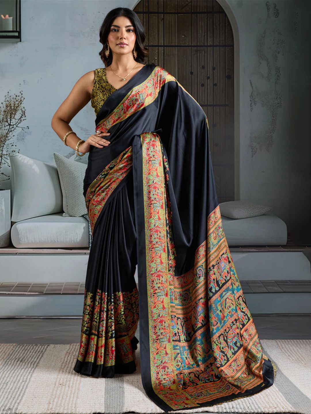 MySilkLove Ethnic Motifs Satin Designer Fashion Saree-picture-36