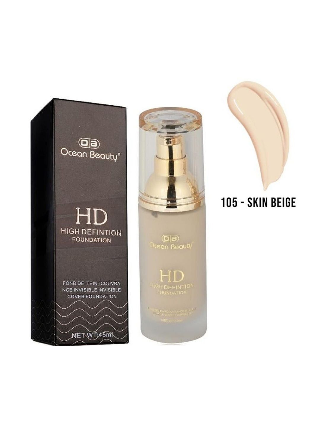 OB Ocean Beauty HD High Definition Foundation - 45 ml - Skin Beige 105-image-3