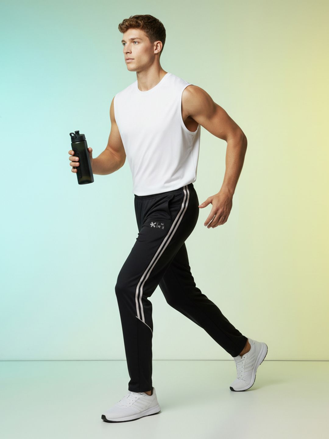 HRX by Hrithik Roshan Men Brand Logo Printed Rapid-Dry Side Striped Running Track Pants-picture-41