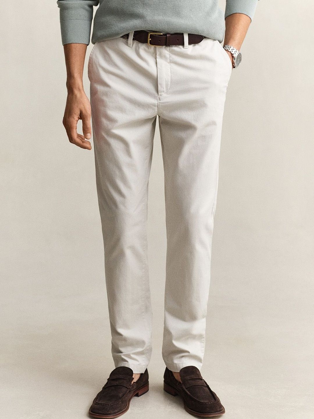GANT Men Off White Slim Fit Classic Chinos Trouser-picture-37