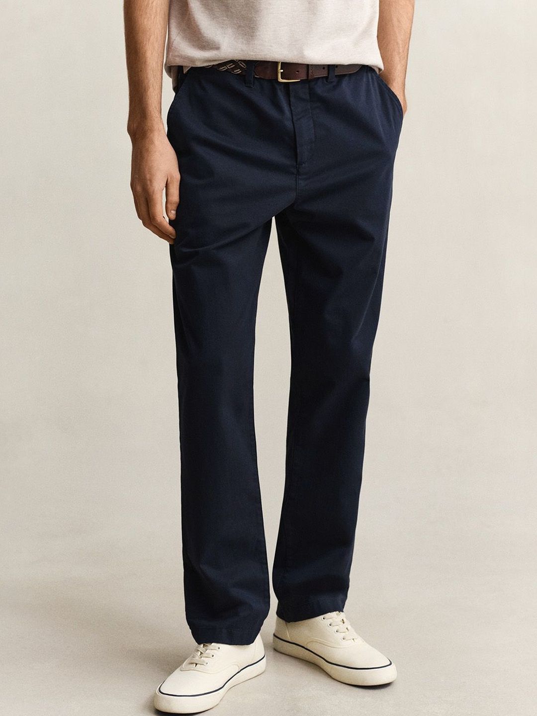 GANT Men Navy Blue Regular Fit Classic Chinos Trouser-picture-17