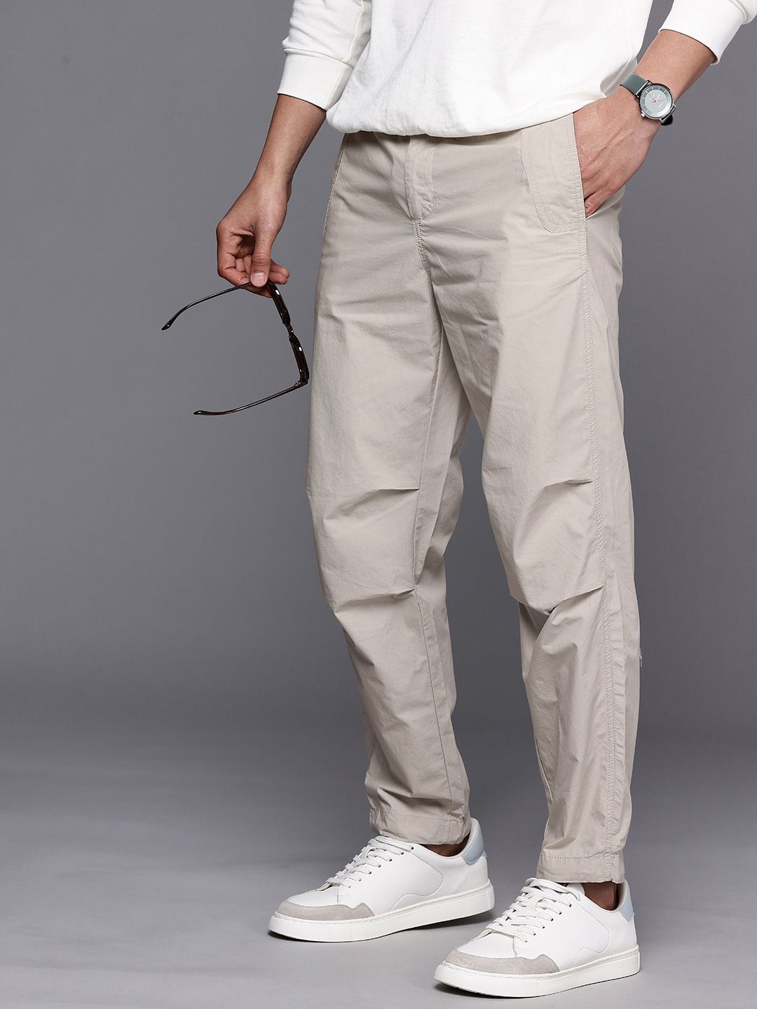 Allen Solly Men Comfort Crop Fit Pure Cotton Chinos Trousers