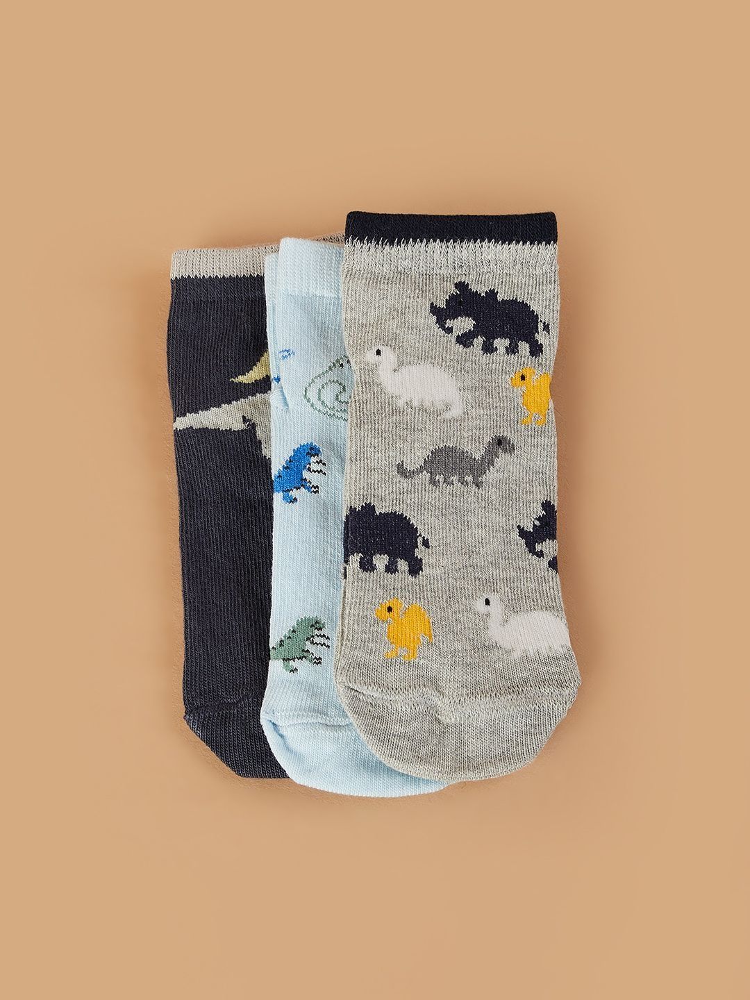 Fame Forever by Lifestyle Boys Pack Of 3 Patterned Cotton Ankle Length Socks-picture-22