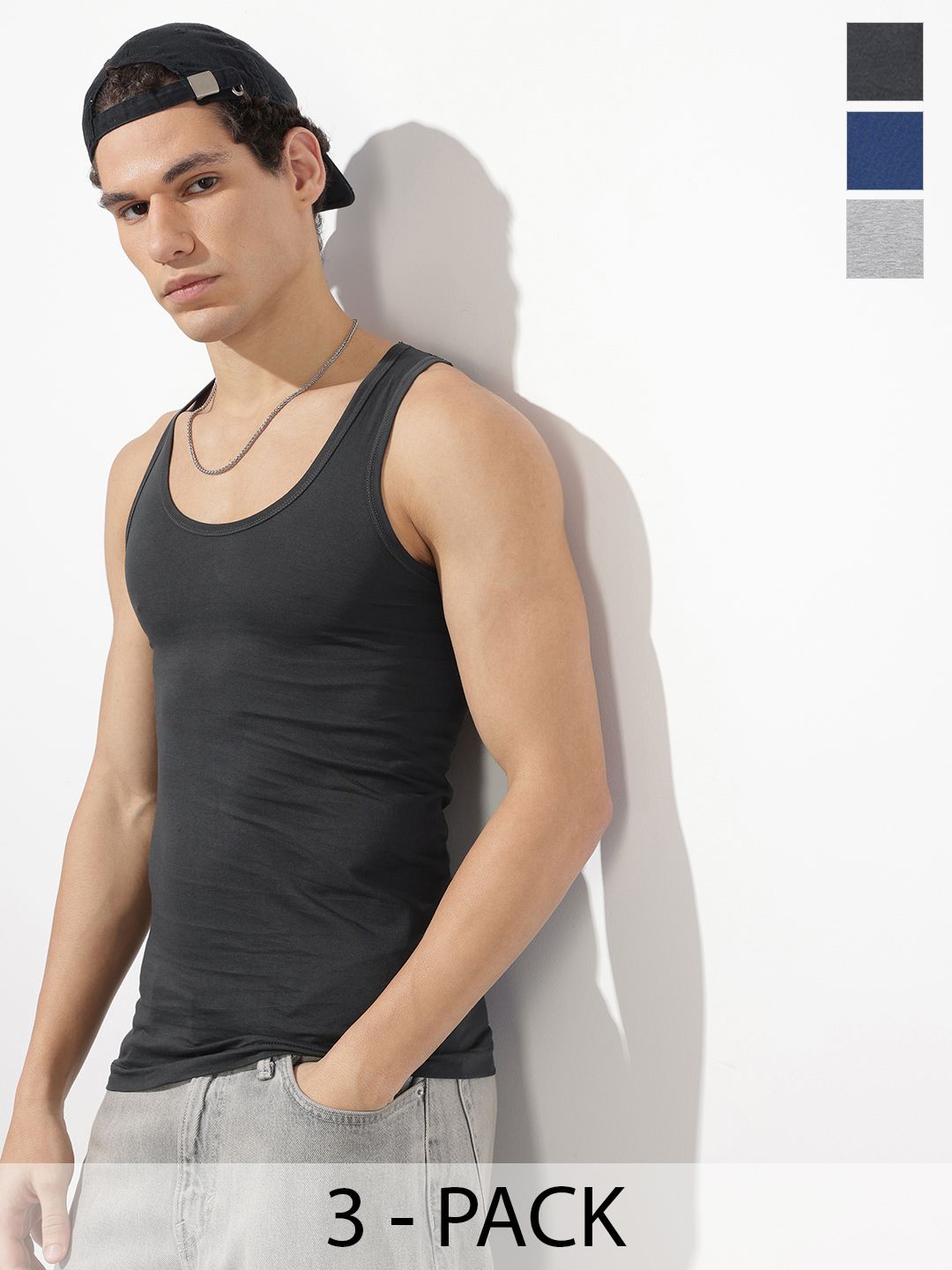 The Roadster Life Co. Pack of 3 Scoop Neck Pure Cotton Innerwear Vest-picture-22