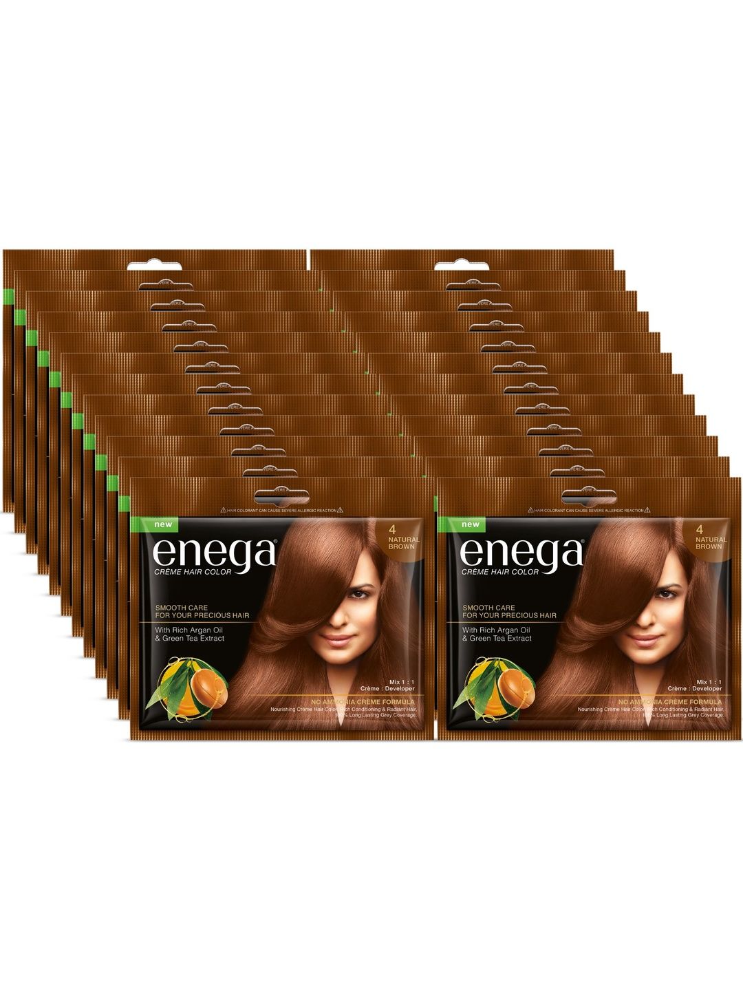 Enega Set Of 24 No-Amonia Creme-Formula Hair Color With Developer - 40 ml - Natural Brown-picture-50