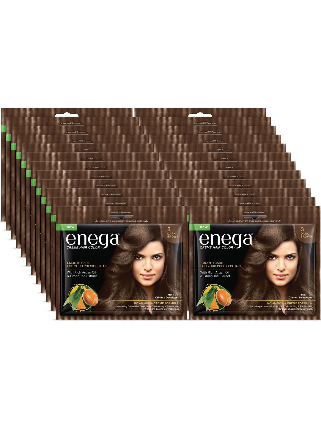 Enega Set Of 24 No-Amonia Creme-Formula Hair Color With Developer - 40 ml - Dark Brown-picture-53