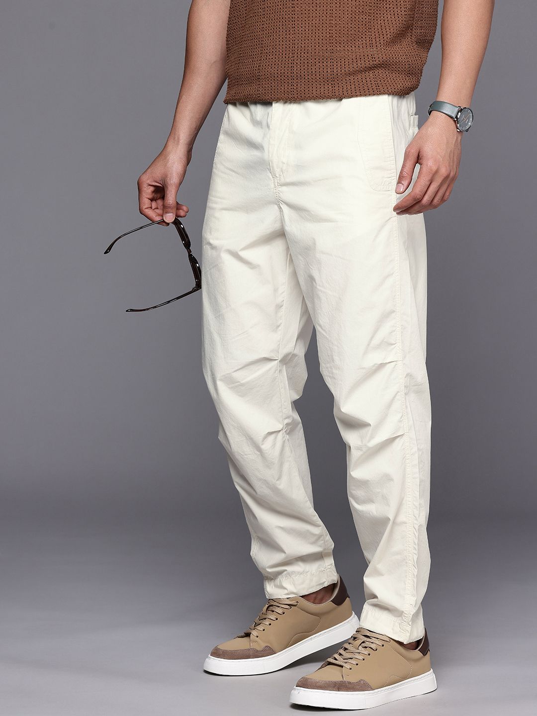 Allen Solly Men Comfort Fit Pure Cotton Trousers