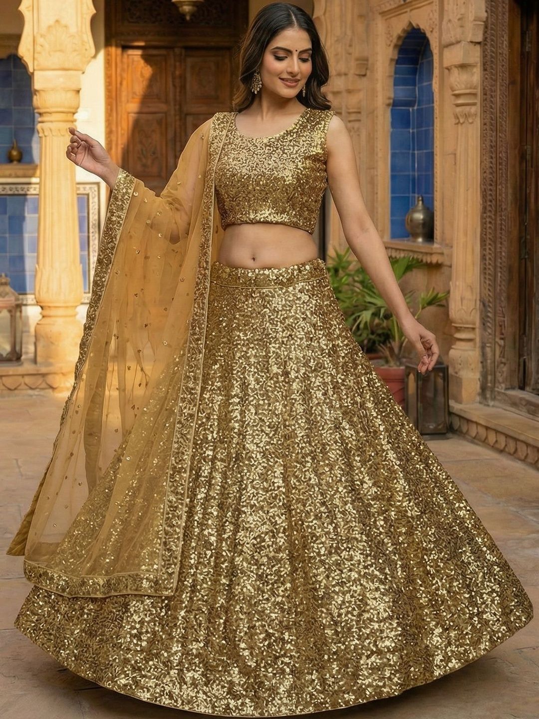 Moda Rapido Embellished Sequinned Ready to Wear Lehenga & Blouse With Dupatta-picture-12