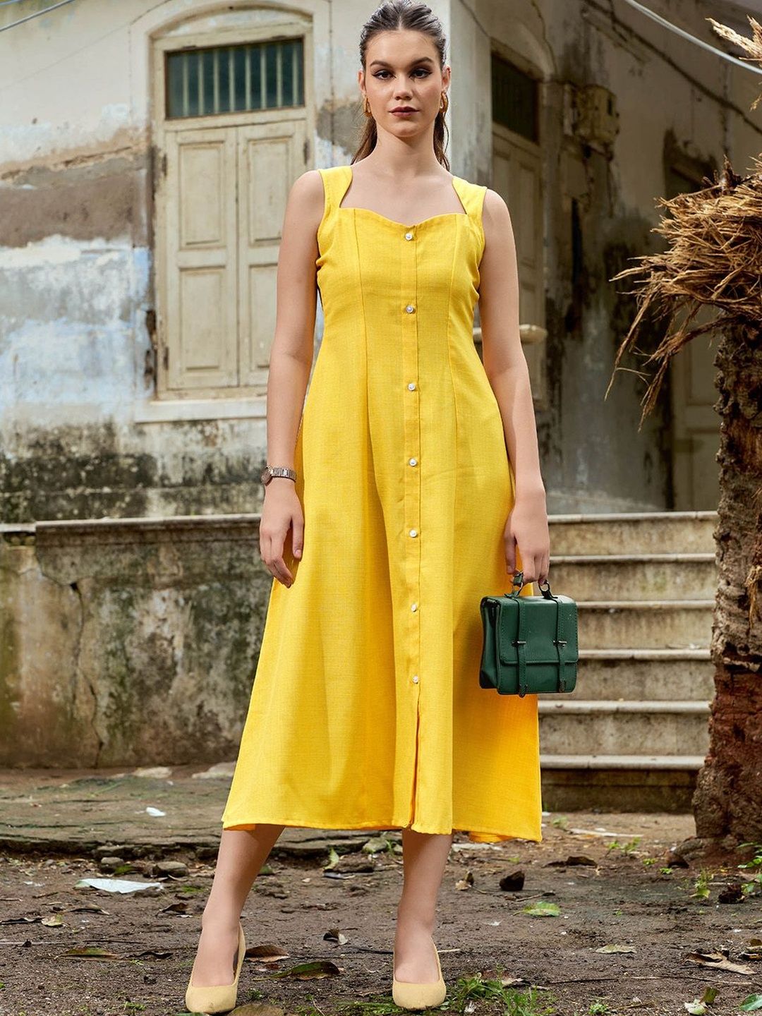 PURVAJA Linen A-Line Midi Dress-image-33