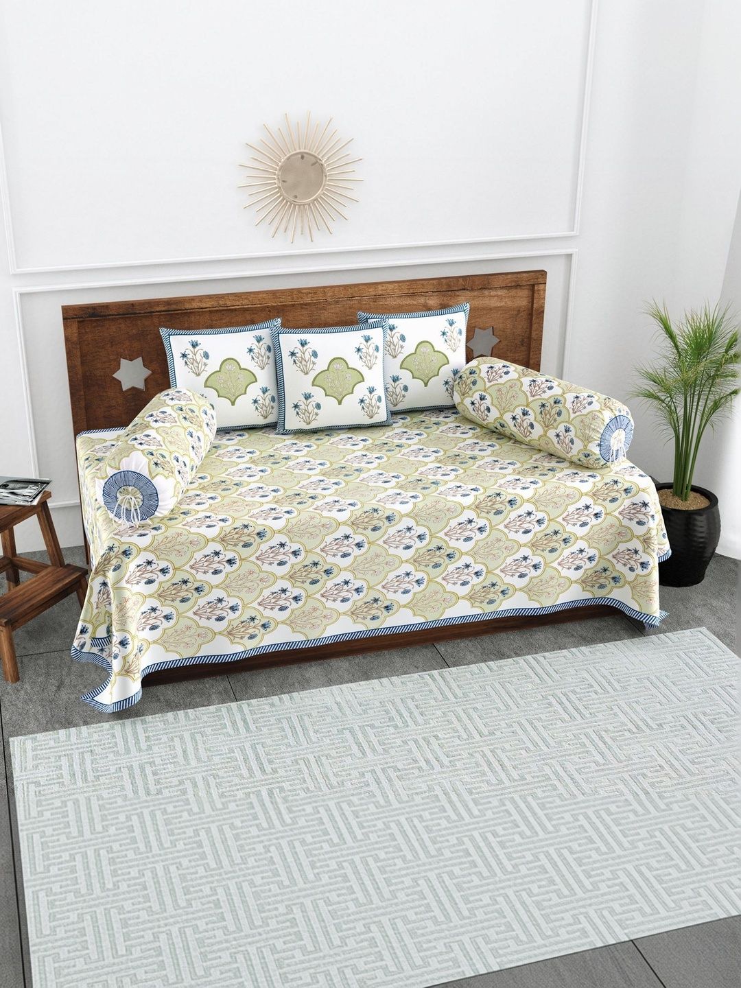 Texstylers Set Of 6 Floral Printed Pure Cotton Diwan Set-picture-13