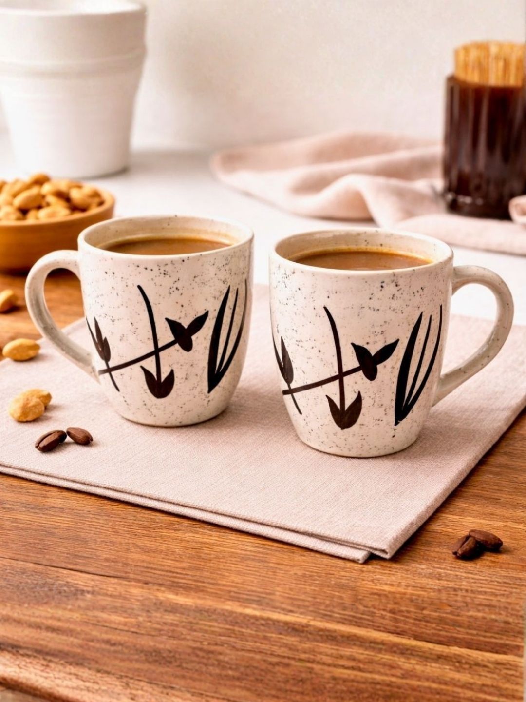 Unravel India White Crafted Ceramics Solid Ceramic Matte Mugs Set of Cups and Mugs-image-18