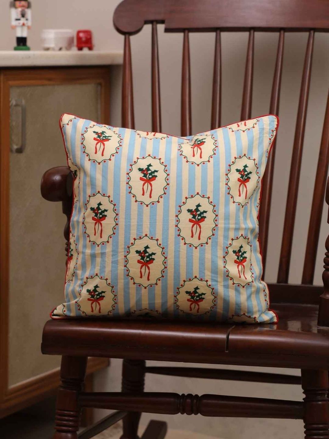 Crown of Poppies Multicoloured Striped Square Cushion Covers-image-14