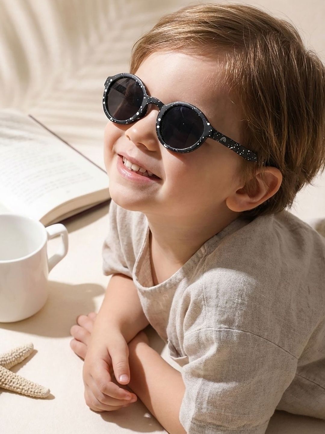 MiArcus Unisex Kids Black Lens & Black Round Sunglasses with