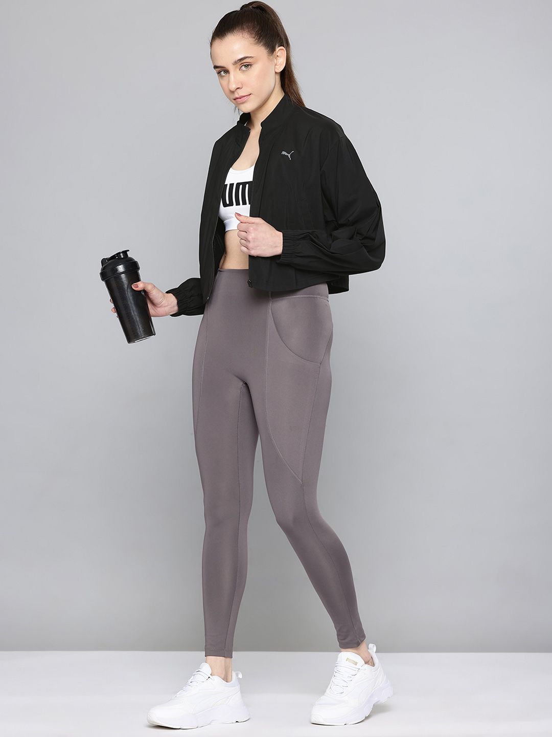 Puma Brand Logo Mock Collar Drycell Crop Training Sporty Jacket-picture-23